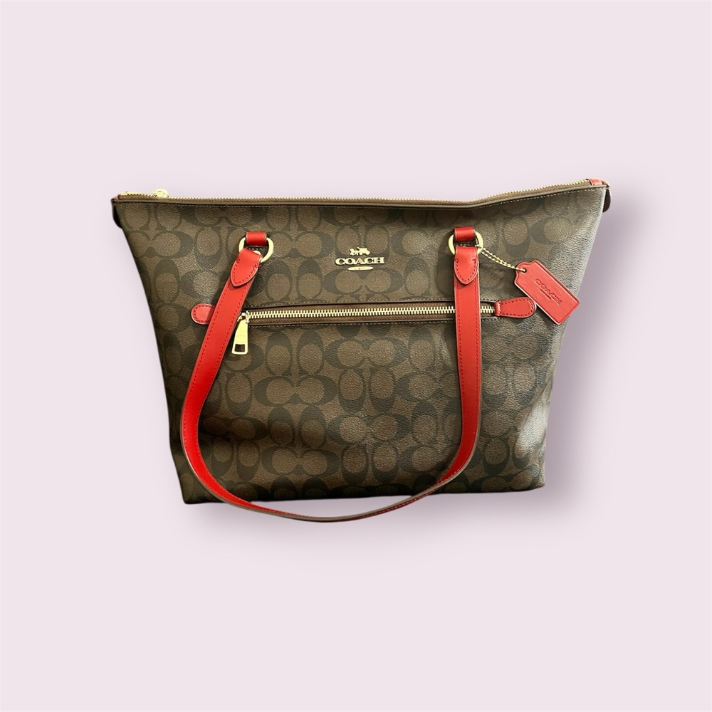 Coach Brown and Red Women's Tote Bag